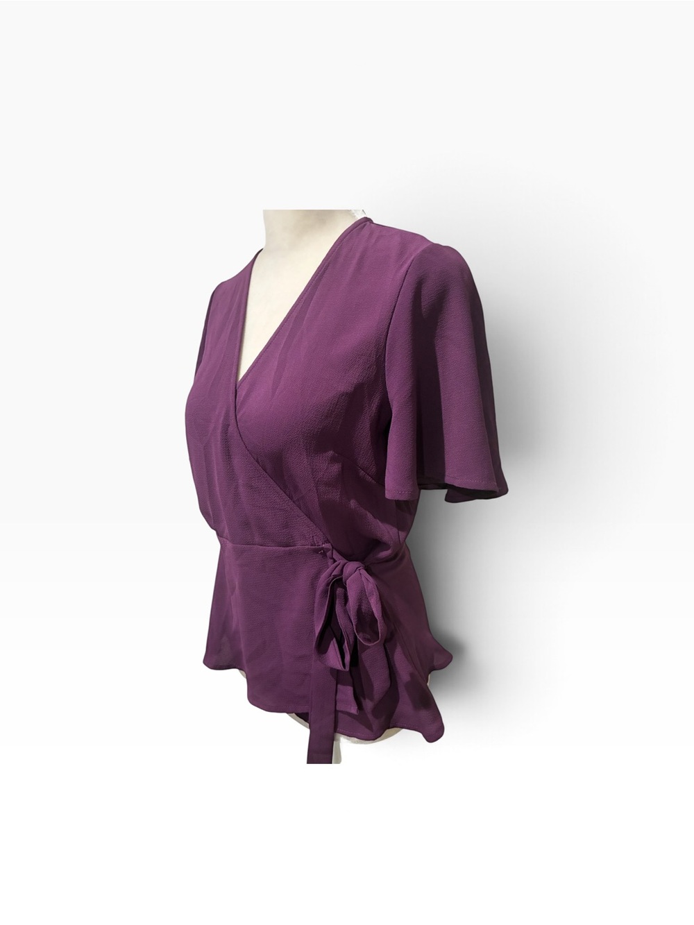 meraki Plum Wrap Blouse with Side Tie Worn Once Size Medium